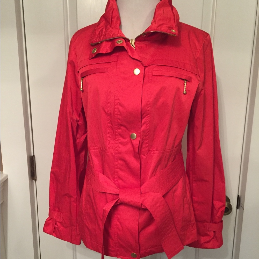 CHICO’S ZENERGY JACKET RED BELTED LIGHTWEIGHT COAT Size 0 S